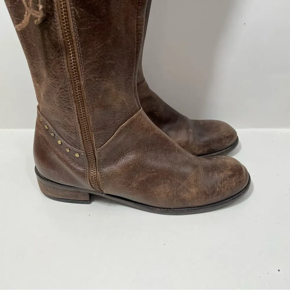 Anthropologie Schuler & Sons Brass Tracks Leather Boots
